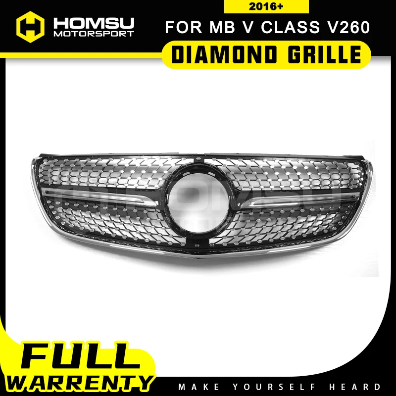For VITO/V Class W447 Diamond Grille Black Silver for V260 V250 Front Bumper Racing Grill Year 2015-2019 | Автомобили и мотоциклы