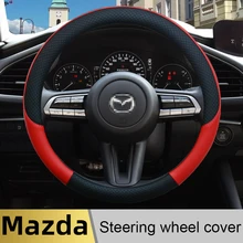 100% DERMAY Brand Leather Car Steering Wheel Cover High Quality for Mazda CX-3 CX-4 CX-5 CX-7 CX-8 CX-9 CX-30 Auto Accessories