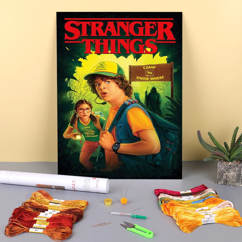 

Водорастворимый холст с принтом «очень странные дела», 11CT, полный набор для вышивки крестом, «сделай сам», DMC нити, рукоделие, рукоделие, для ...