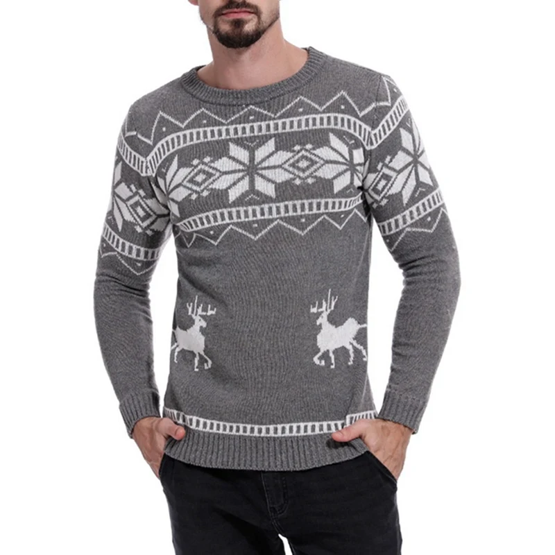 HEFLASHOR Мужской Повседневный тонкий прилегающий вязаный пуловер с круглым вырезом