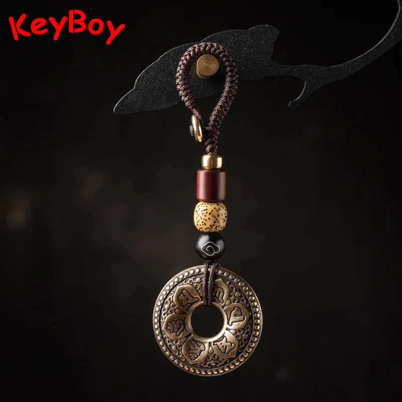 Буддистская мантра подвеска петли для брелка из чистой латуни счастливый круг