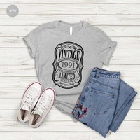 30th birthday vintage 1991 birthday gifts for men 100 cotton gifts for women short sleeve tees plus size o neck female clothing