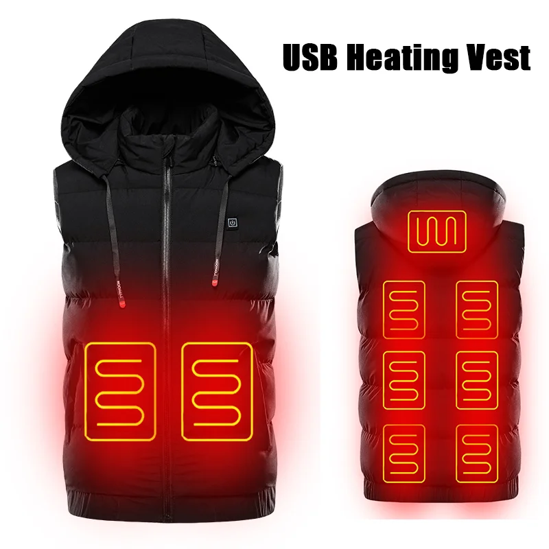 

Helisopus мужской уличный жилет с USB подогревом, куртка, 9 зон, Электрический жилет с подогревом, жилет со съемным капюшоном, для пеших прогулок, б...