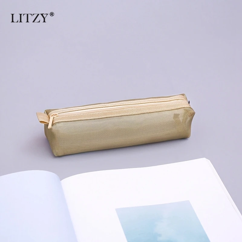 Черный прозрачный Чехол карандаш для школы нейлоновый чехол Сетчатая Сумка