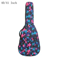 40 41 inch tartan printed folk acoustic guitar case gig bag double strap canvas pad 10mm cotton thickening soft cover backpack