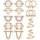 Кольца для пирсинга 14G, прямые кусачки из нержавеющей стали для штанги, кольца для пирсинга языка, для пирсинга, женские, с фианитами, цепочка в форме сердца, подвеска сосок для пирсинга