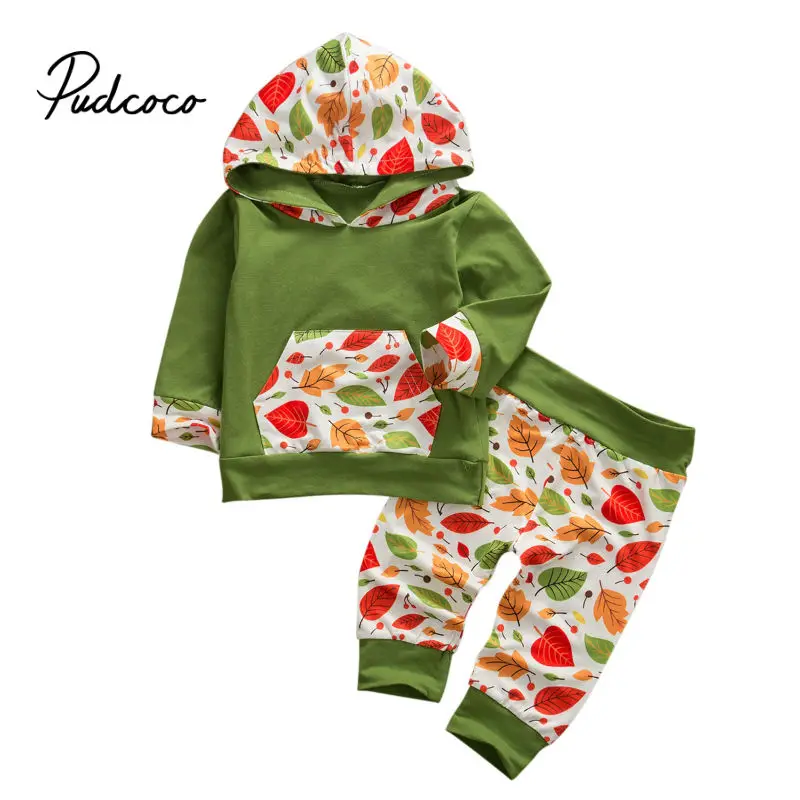 Pudcoco/комплект для мальчиков повседневные топы с капюшоном маленьких и девочек