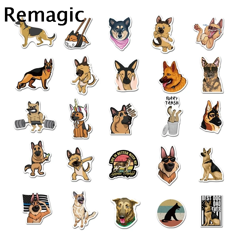 

50pcs Germany Shepherd Dog animals Stickers Skateboard Guitar Suitcase Girls Waterproof scrapbooking Sticker Kids Graffiti Toys