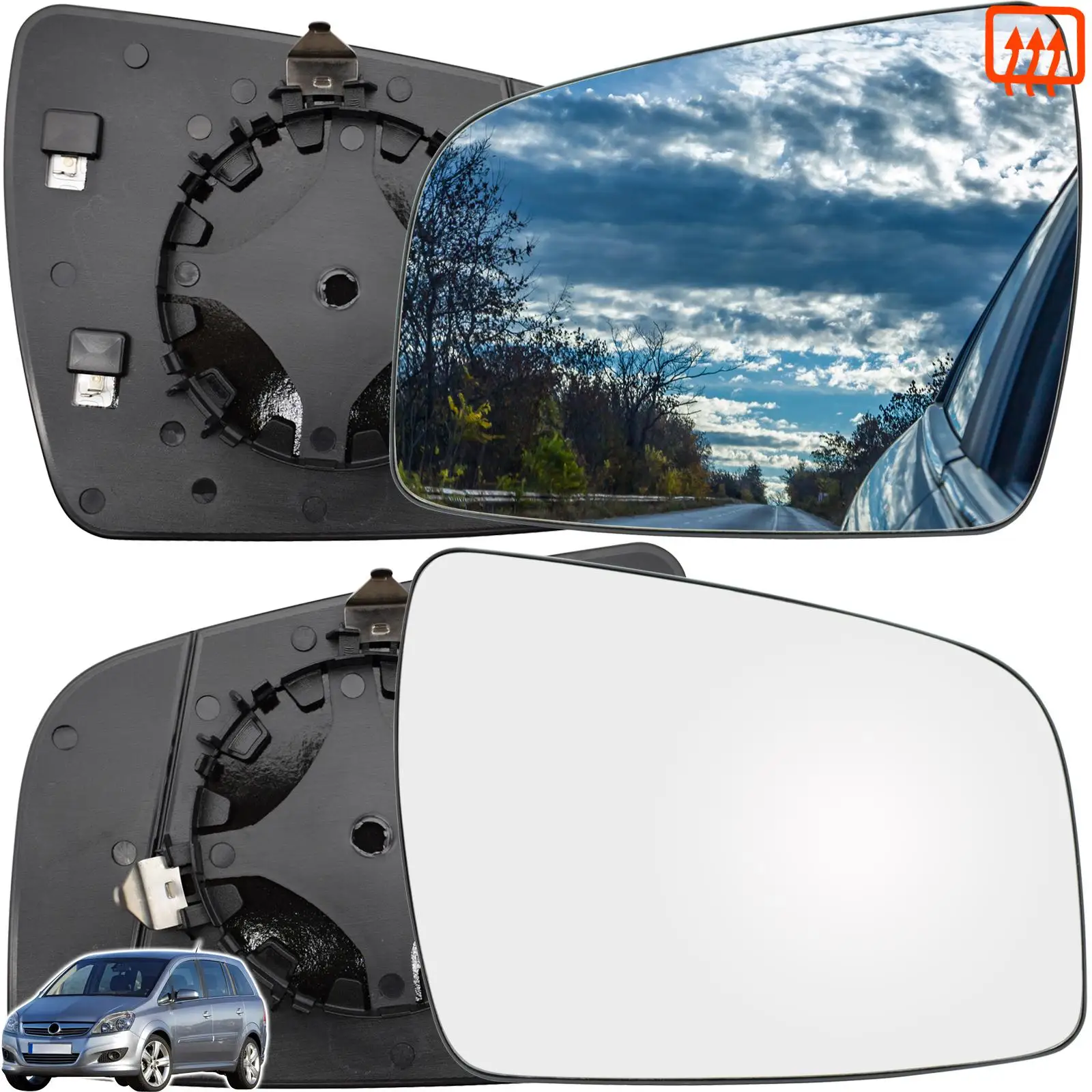 

Стекло бокового крыла водителя для Opel / Vauxhall / Chevrolet Zafira B 2009-2014, с подогревом, с пластинчатым зажимом, сферическое