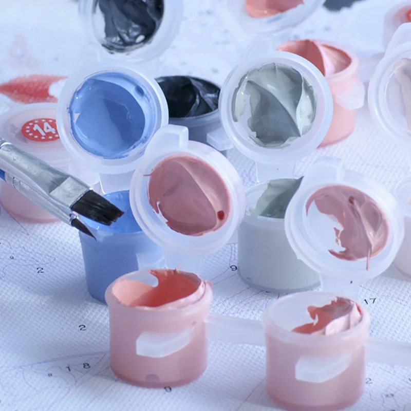 Безрамный Персиковый Цветок DIY масляной Набор для рисования по номерам пейзаж