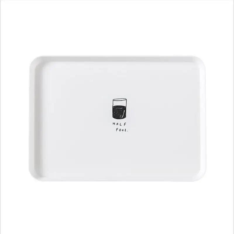 Пластиковый прямоугольный простой поднос для чая тарелка завтрака десерт