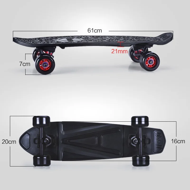 

Mini Cruiser Skateboard 24 Inch Fishboard Penny Banana Skate Board Kid ScooterPP Deck AdultsDouble Rocker For Brushing Street