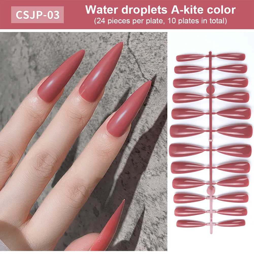 

240pcs Long Fake Nails Solid Color Ballerina Long Lasting Coffin False Nails Press On Nails Manicure Nail Tip Diy For Home Salon