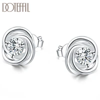 doteffil 925 sterling silver weave aaa zircon earrings for wedding fashion stud earrings women charm jewelry