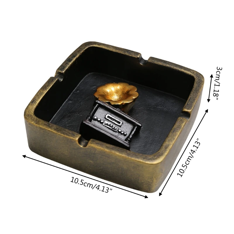 

A Piece Of Nordic Style Creative Phonograph Shape Resin Ashtray Retro Cigarette Holder Container Storage Box Decoration
