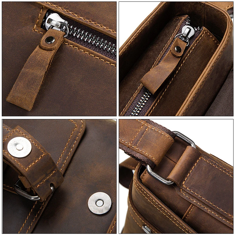 OYIXINGER Men's Genuine Leather Briefcase Vintage Portable Business Office Bags Retro Large Capacity Male Messenger Shoulder Bag