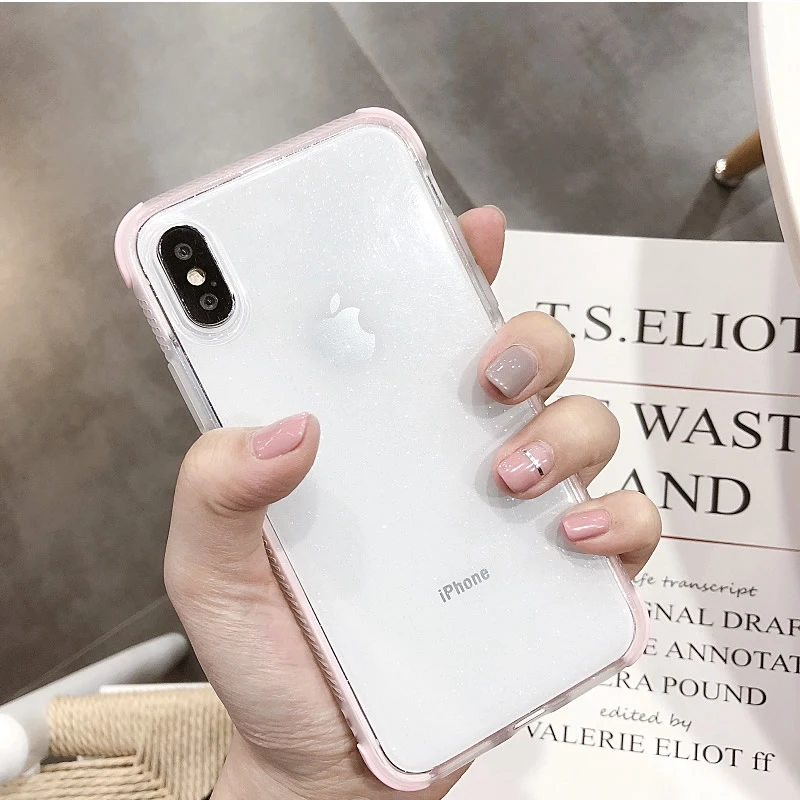 Чехол с блестками для iphone XS MAX X 10 11 Pro XR Ten 7 8 Plus 6s 6 двухслойный мягкий прозрачный