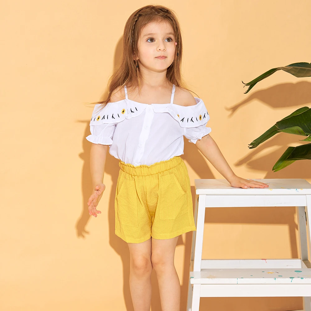 Комплект одежды для девочек HE Hello Enjoy летний детский топ с ремнем и открытыми