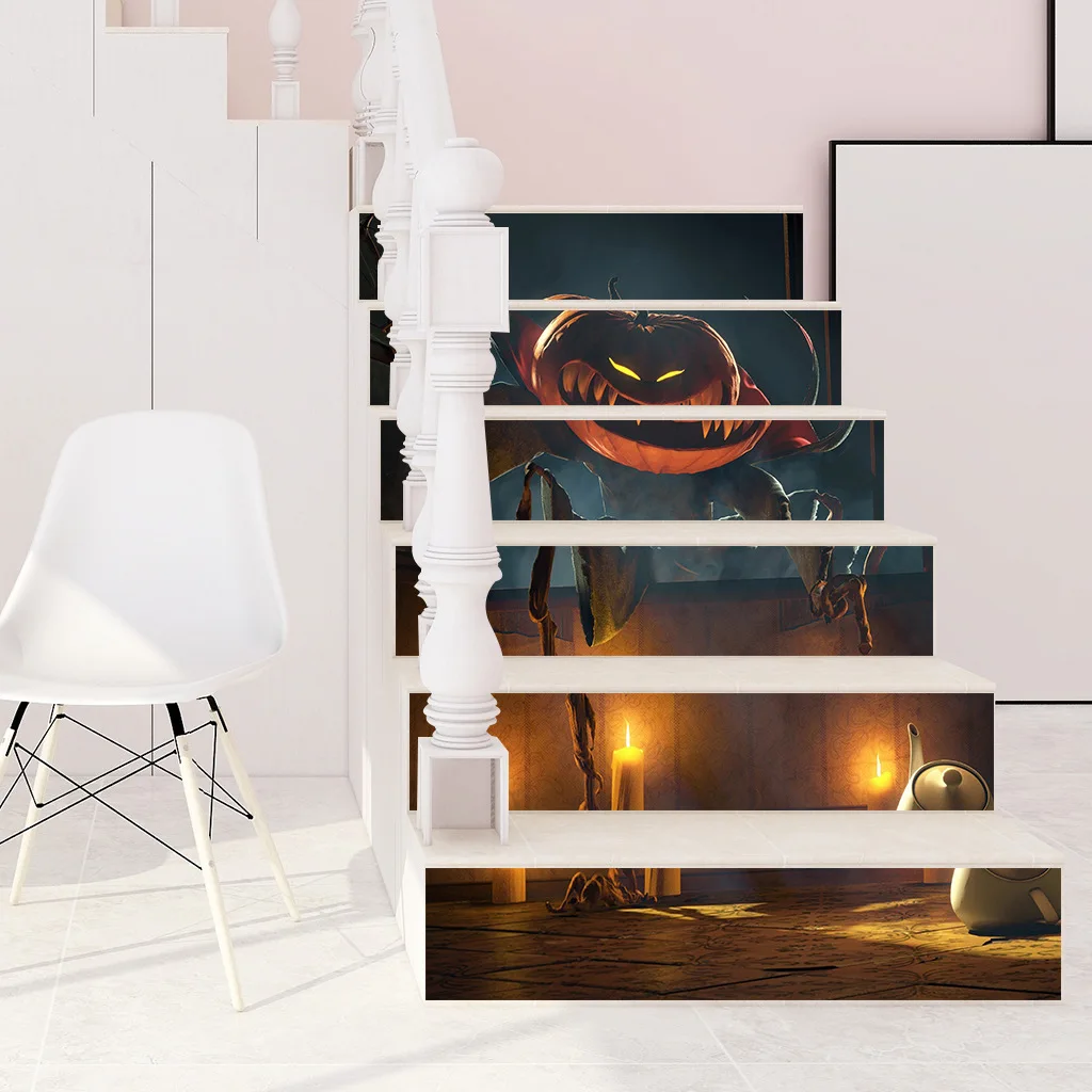 Хэллоуин 3d стикеры для лестницы страшный Тыква Человек Стикеры удаляемый