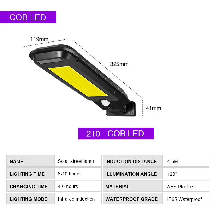 210 COB LED Солнечный свет, наружное освещение, садовый светильник, пейзаж, водонепроницаемый, для дома, для двора, настенный светильник - Испускаемый цвет: 210 COB LED