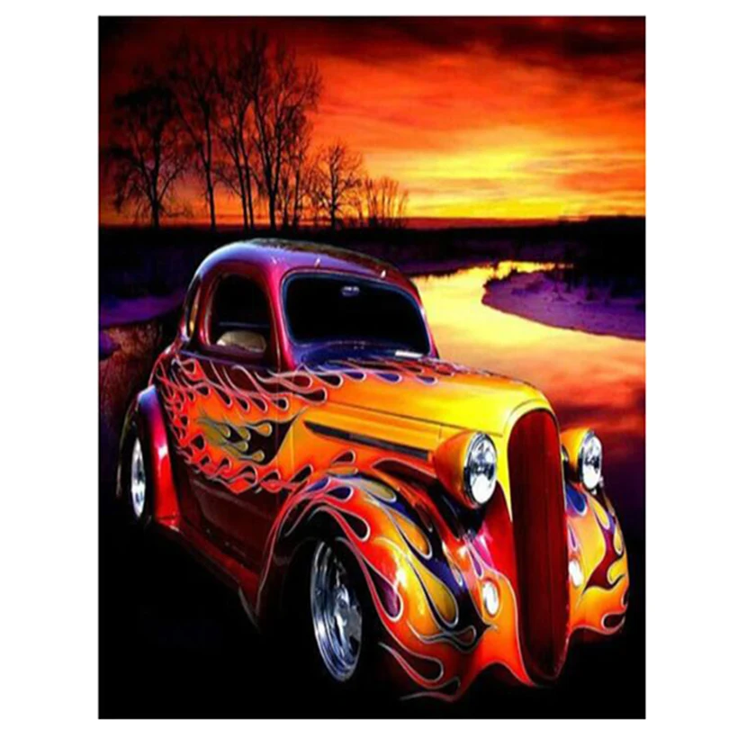 Полноразмерная 5D Вышивка сделай сам с большим спортивным автомобилем рукоделие
