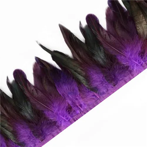 purple 20 ярдов 12-17 см куриные хвостовые перья птиц планки полоса Coque перо лента бахрома для свадебного платья юбка деко - Цвет: purple