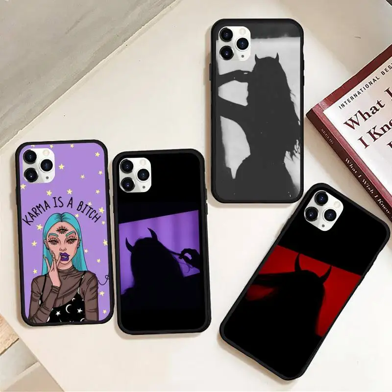 

Sexy Devil Woman Phone Case Rubber for iPhone 12 pro max mini 11 pro XS MAX 8 7 6 6S Plus X 5S SE 2020 XR case
