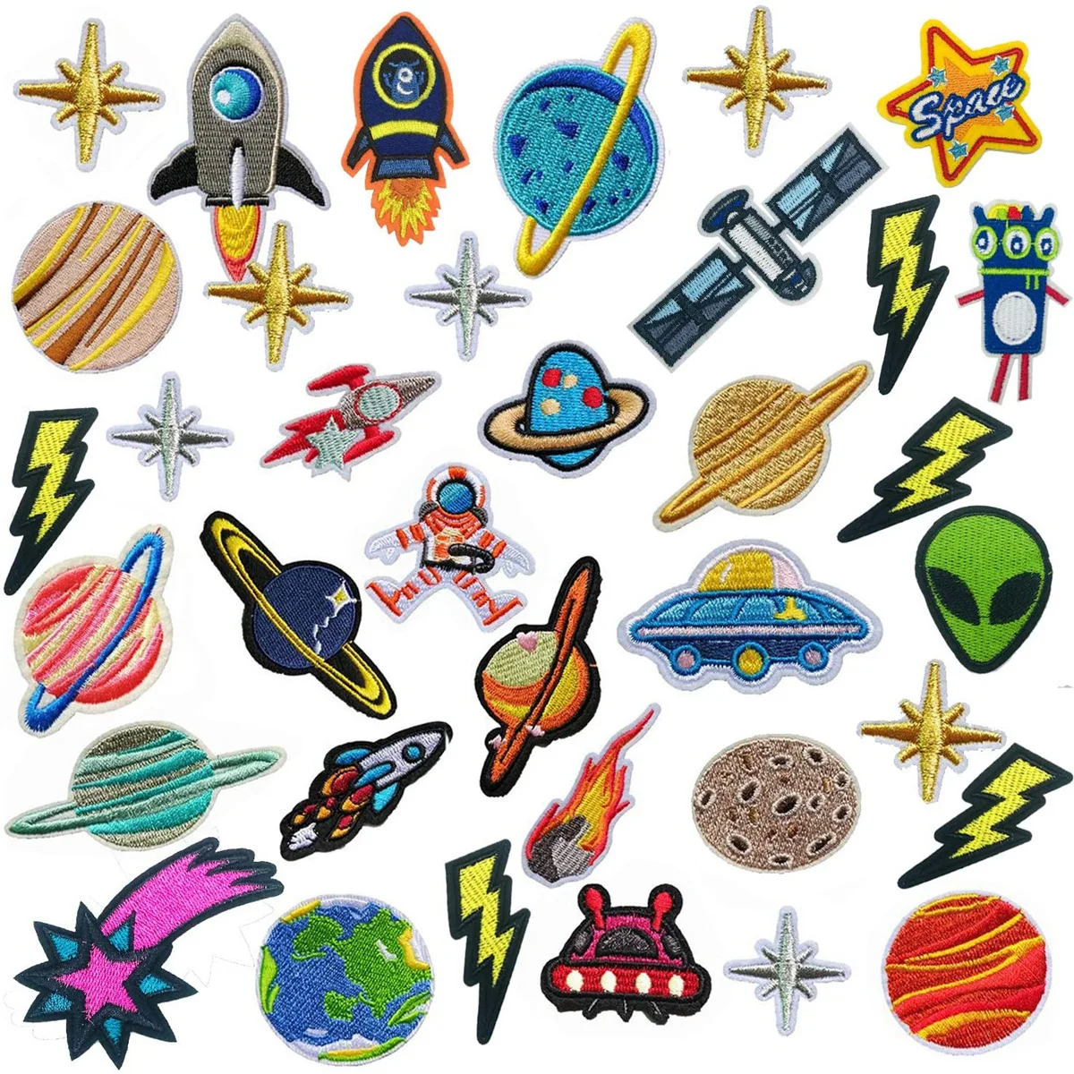 

New High-quality 25pcs/set Star Rocket Ship Series DIY Clothing Accessories Hot Embroidered Patch