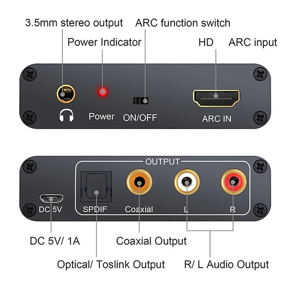 

AY80 Audio Extractor Stereo HDMI-Compatible ARC Adapter Converter Decoder With 3.5mm Headphone Jack For TV