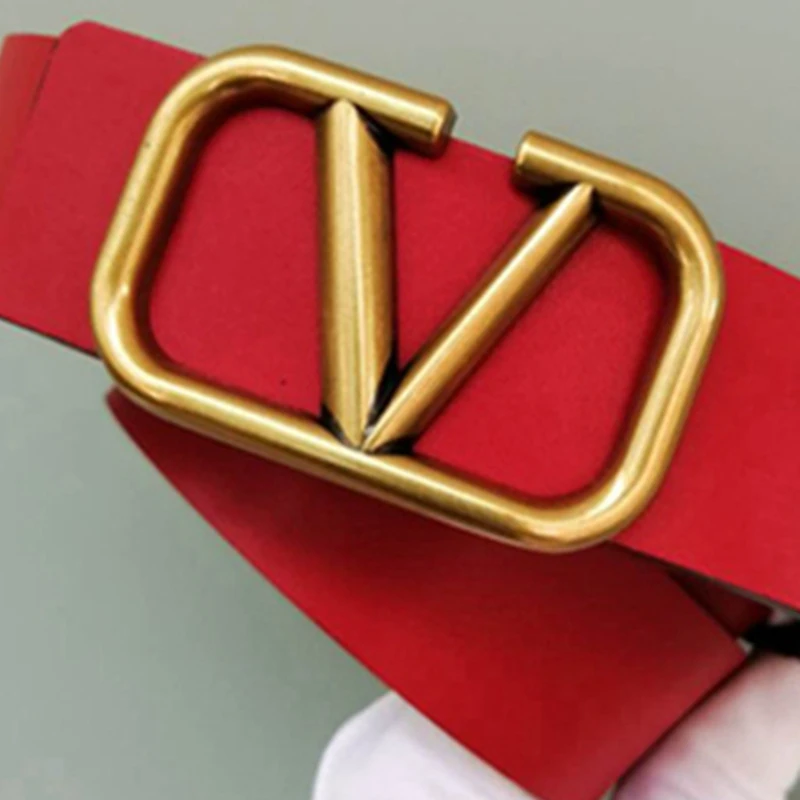 

Designer Belts Women High Quality Fashion V Letter Luxury Famous Brand Genuine Leather Belt Women Classic Exquisite Waist Strap