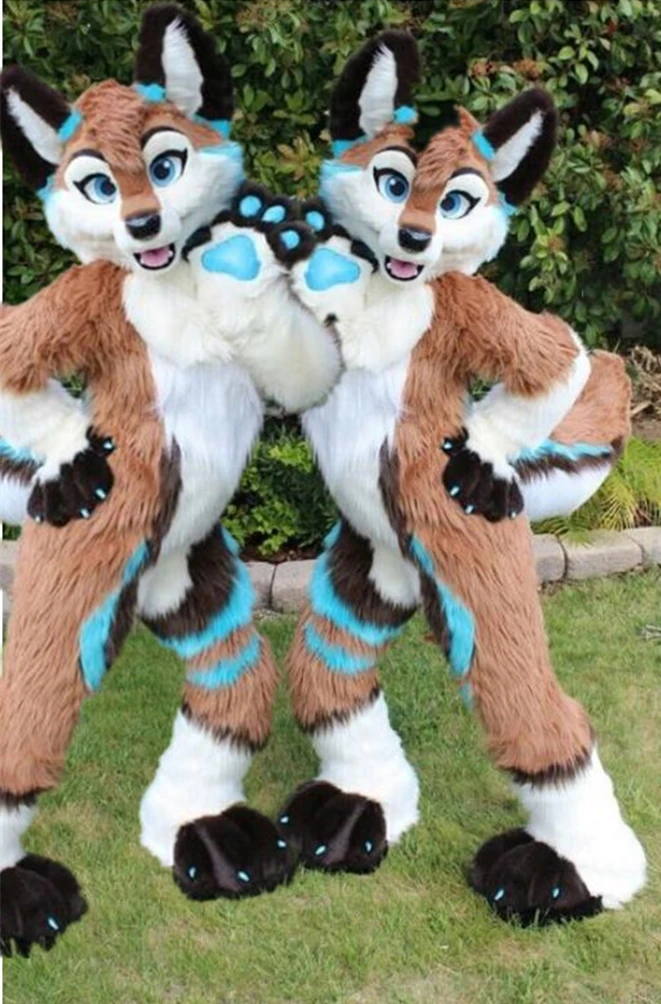 Костюм-талисман на Хэллоуин из длинного меха лисы хаски собаки волка костюмы