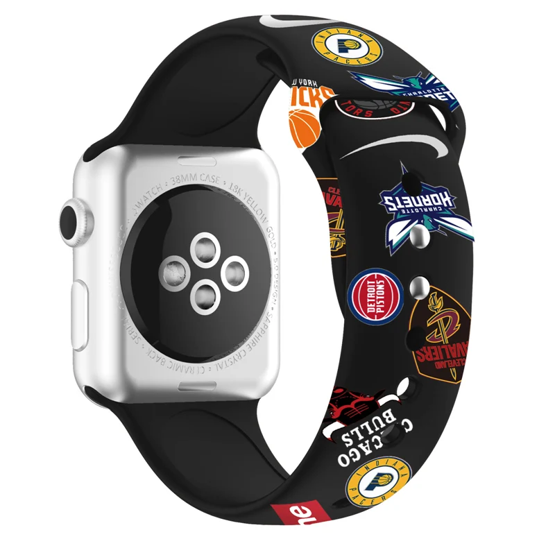 Баскетбольный силиконовый спортивный ремешок NBA для Apple Watch band 44 мм 42 мм iWatch 4 band 40 мм 38 мм Pulseira Fit correa Apple Watch 5 3