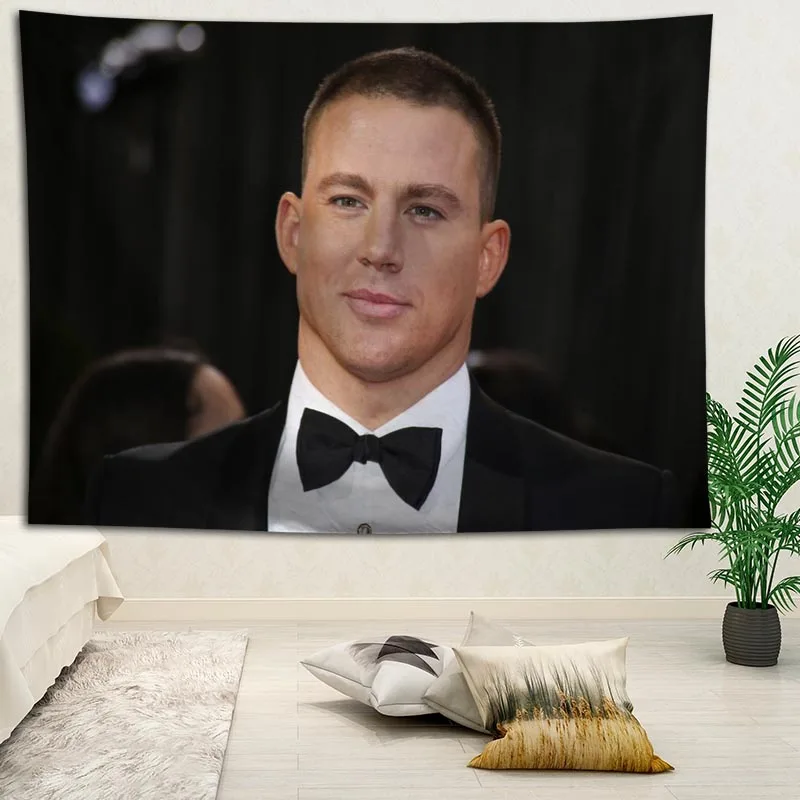

Channing Tatum wall decor tapestry layout room painting background wall decoration bedcloth tapestries custom logo