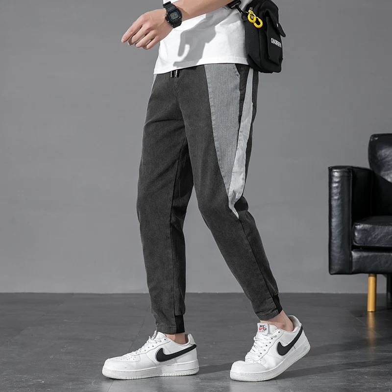 2021New Spring High Street Wear Black Drawstring Jeans Men's Loose Casual Denim Pant Full Length Trousers Hip Hop Harajuku Pants