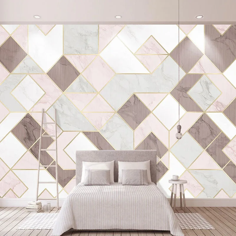 Настенные 3D-обои на заказ Модные Розовые Геометрические обои для гостиной
