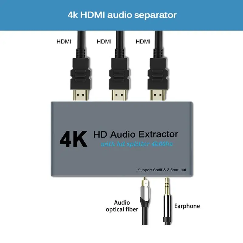 AOZBZ HDMI совместимый сплиттер 3 5 мм SPDIF аудио экстрактор 4k HD переключатель 60 Гц для