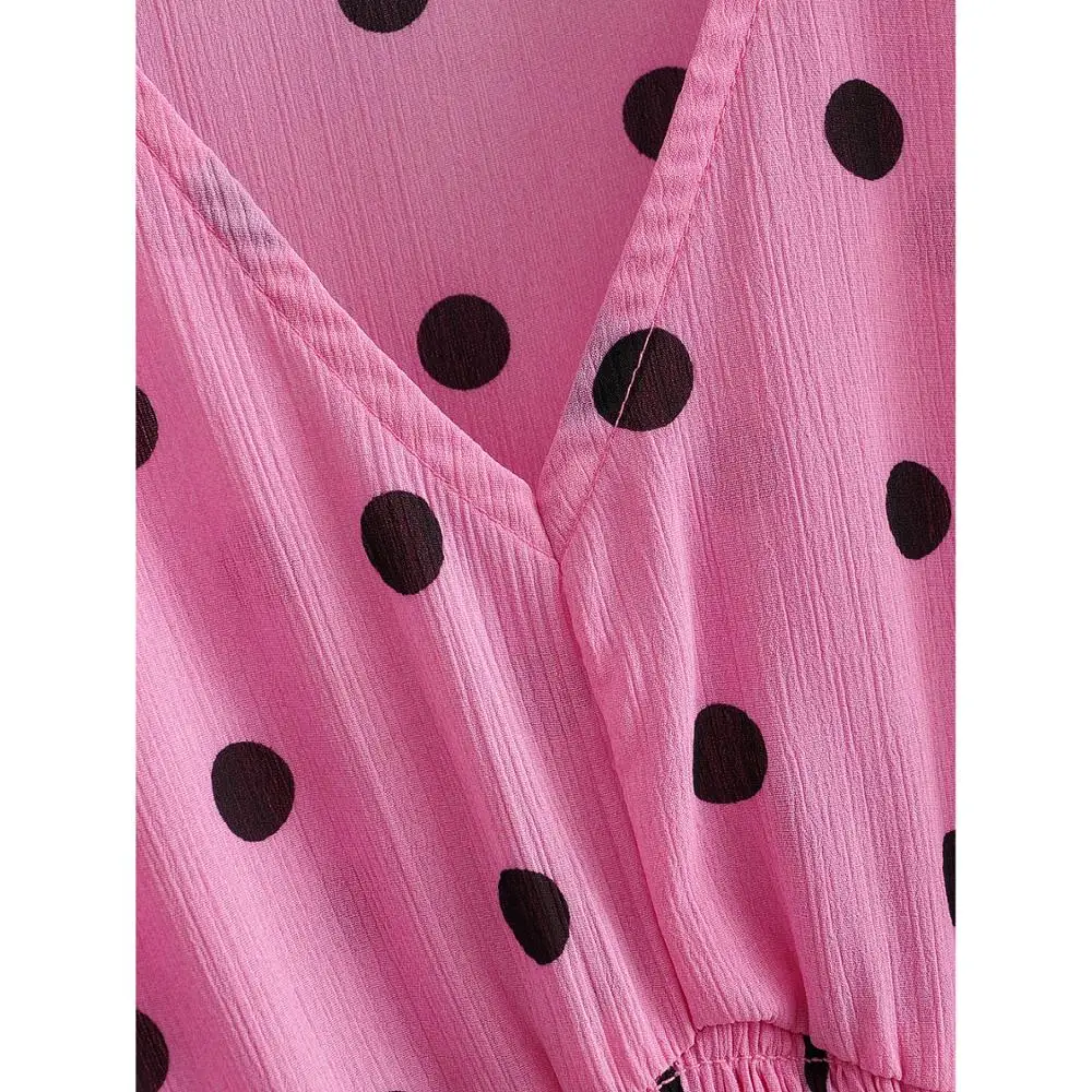 Za 2019 модное сексуальное мини-платье для женщин розовое красное черное в горошек с