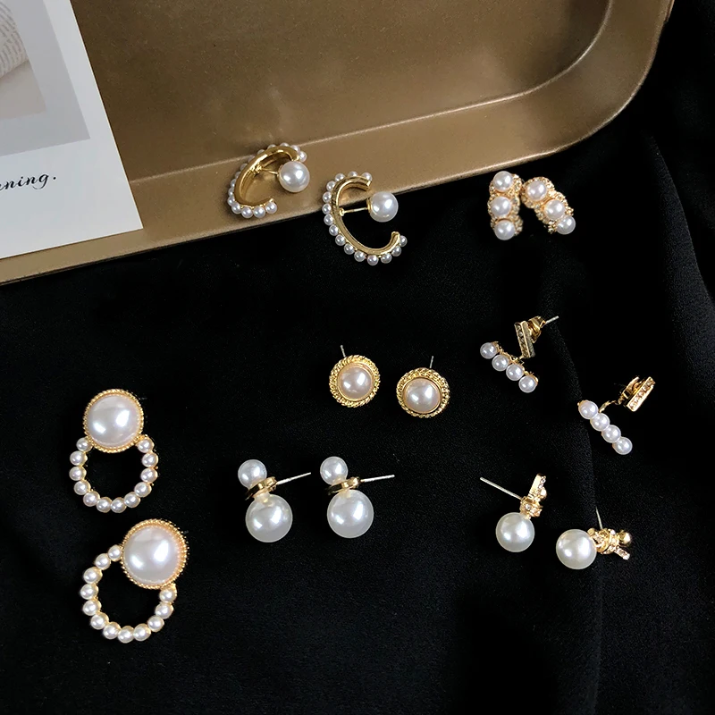 

S925 needle Women Jewelry Earrings Hot Selling Fashion Simulated Shiny White Pearl Earrings Modern Jewelry Girl Gifts For Party
