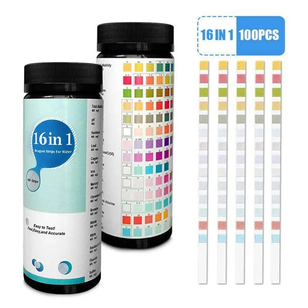 16 In 1Pool Spa Water Test Strips Drinking Water Pond Hot Tub Aquarium PH Chlorine Hardness Water Quality Test Paper