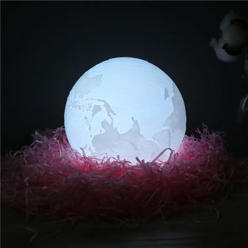 Светодиодный ночник с 3D рисунком земли лампа зарядкой и сенсорным управлением 16