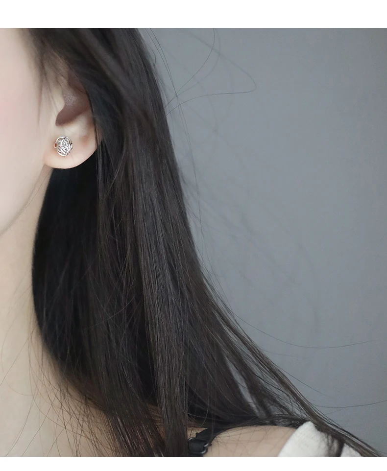 Модные индивидуальные серебряные полые витые мотки маленькие серьги ручной