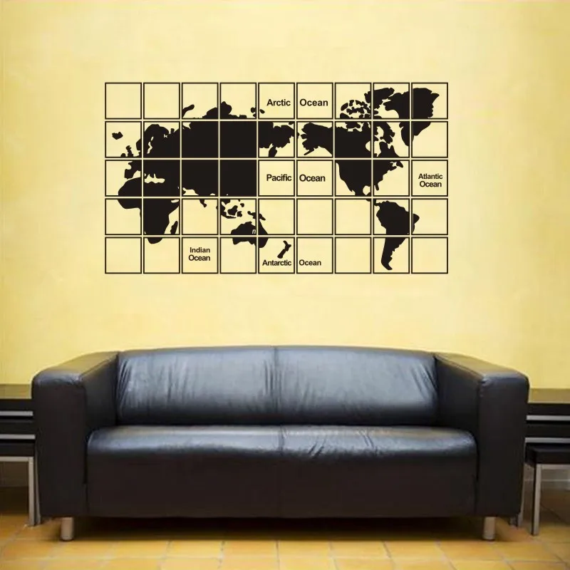 

Lattice World Map Wall Stickers Large New Design Coffee Shop Pattern Wall Decal Vinyl Poster Sticker World Map Decals