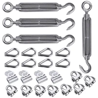 4 pack 18 inch cable railing kit included stainless steel hook eye turnbuckle tension wire rope cable clamp thimble