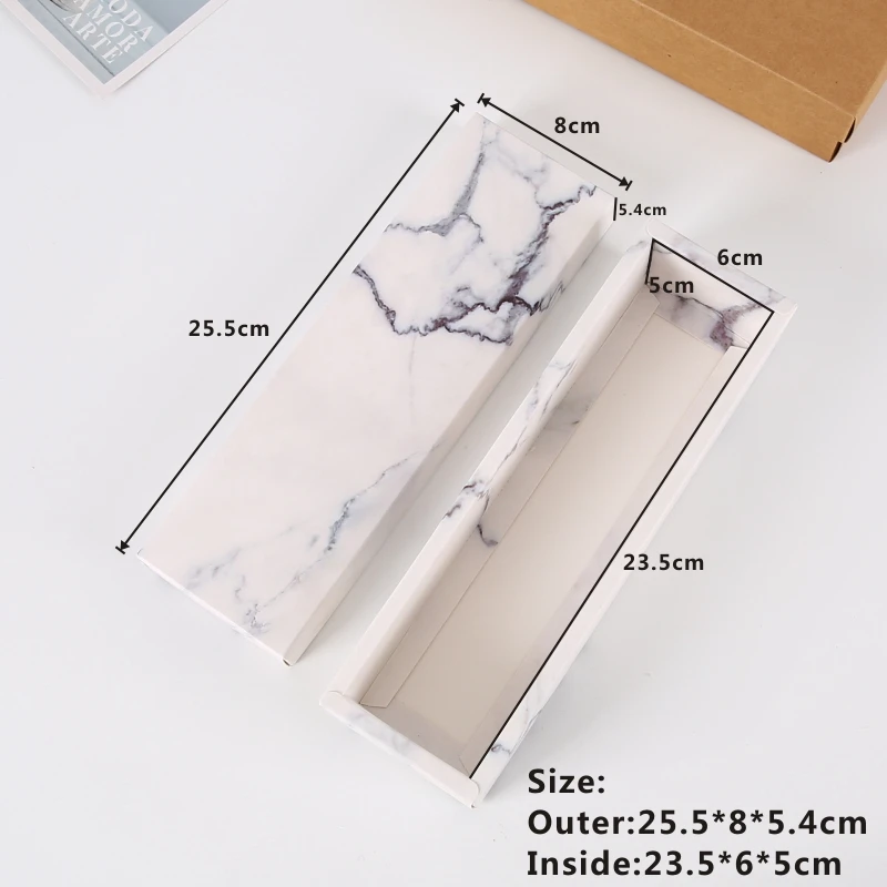 

LBSISI Life 10pcs 25.5x8x5.4cm Biscuit Egg Yolk Crisp Packaging Paper Box Marble/Kraft/Pink/White Handmade Gift Favor Bbay Show