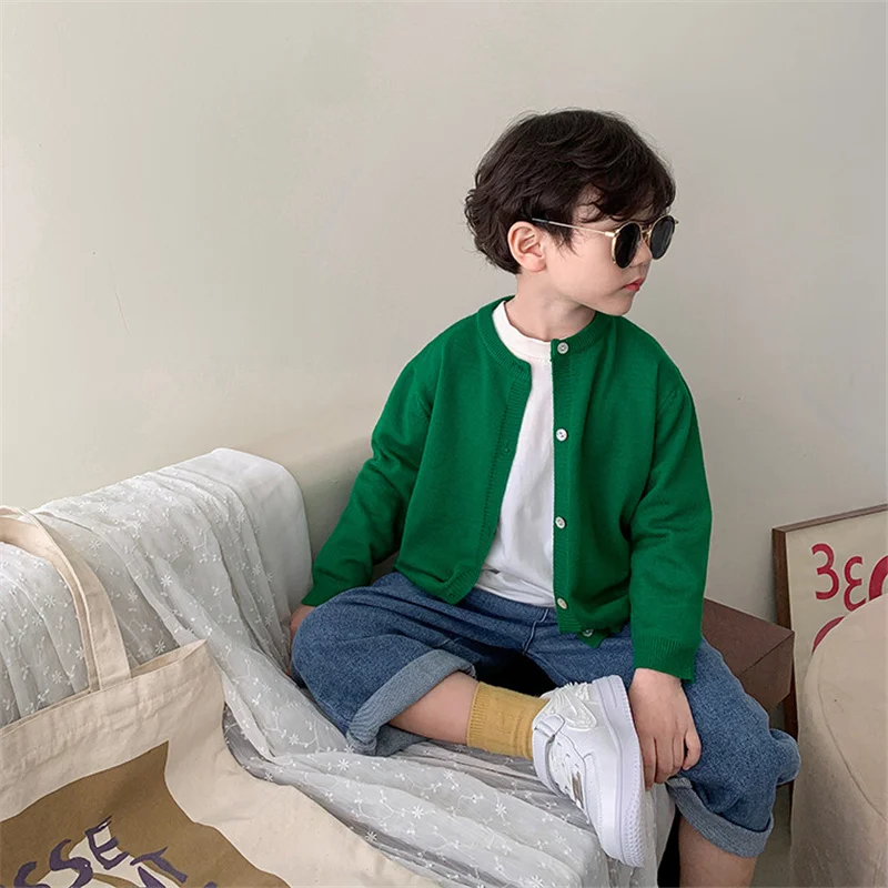 Осень 2021 новинка модные кардиганы для мальчиков карамельных цветов свитера