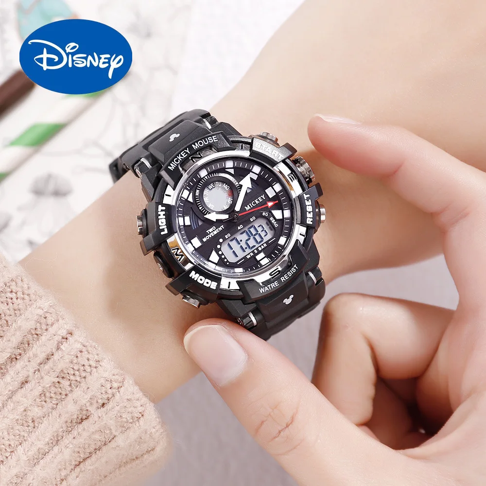 

Authentic Disney Children's Multi-function Dual Display Movement Electronic Watch Waterproof Luminous Student Watch Kids Watch
