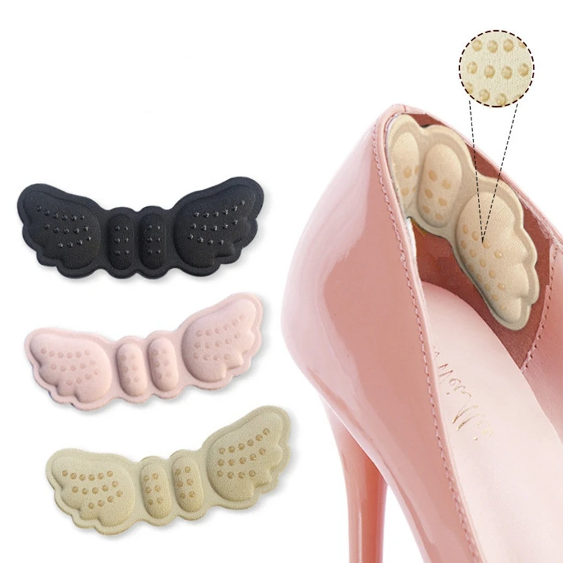 1Pair High Heel Insoles Butterfly Adjust Size Heel Liner Grips Protector Sticker Heel Pad Foot Care Anti Keep Abreast Heel Pads