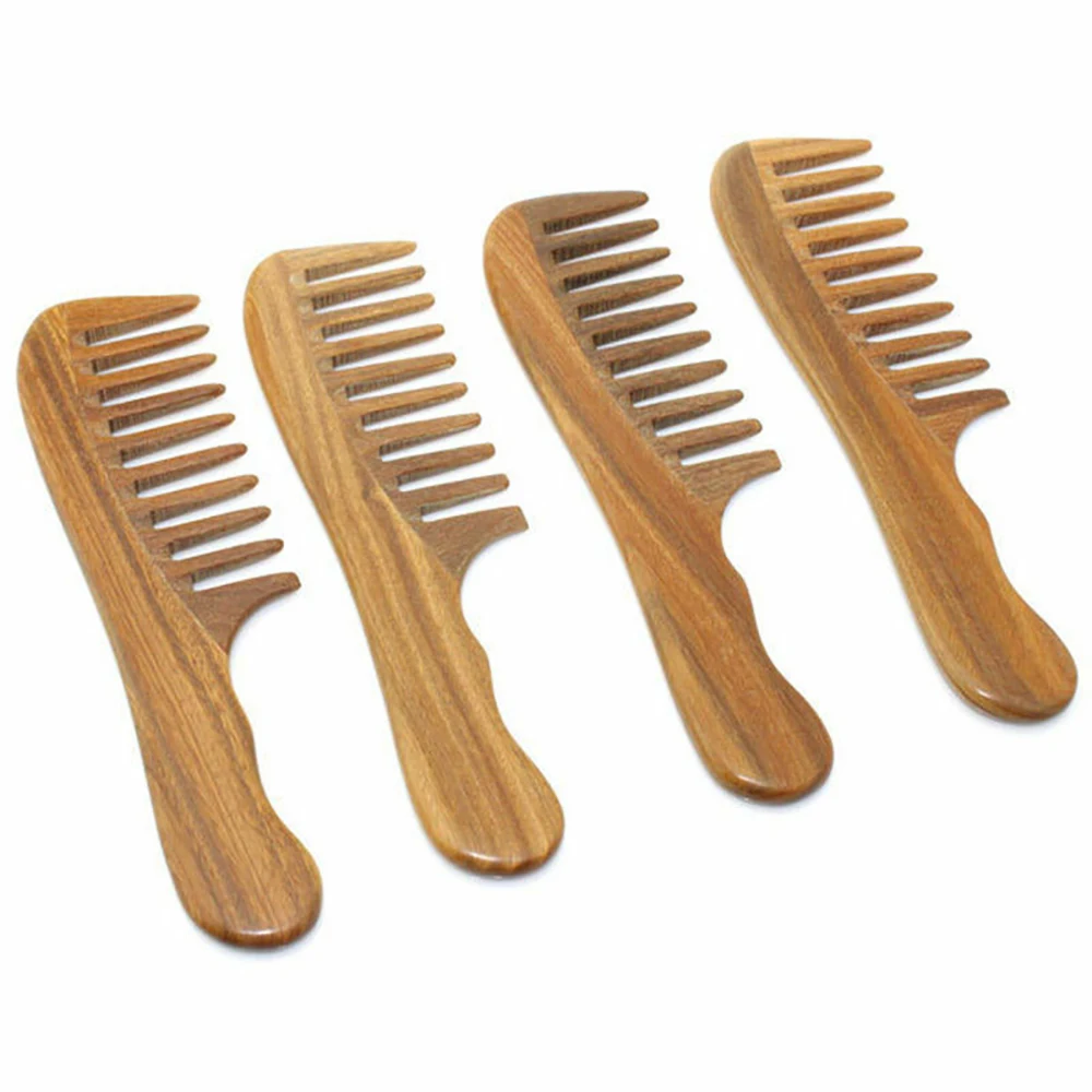

2020 New Wooden Wide Tooth Hair Comb Natural Sandalwood Handmade Massage Beauty Hair Care