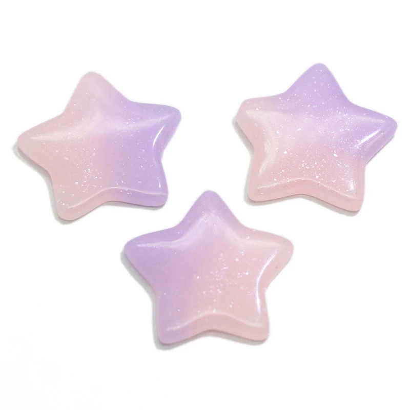 

10Pcs Glitter Gradient Star Flat back Resin Cabochon Planar Kawaii Phone Decoration Craft DIY Hair Accessories Scrapbooking 18mm