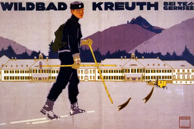 Винтажный постер для катания на лыжах спорта путешествий катание в квеке